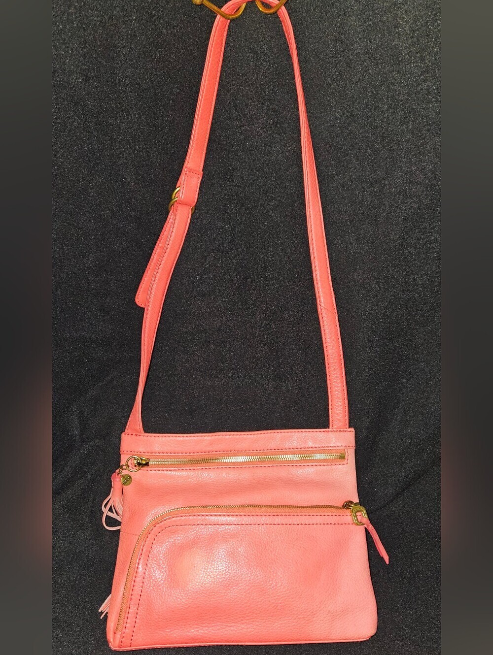 HOBO Cassie Coral Leather Crossbody with Fringe Tassel Hangtag - Picture 4 of 13